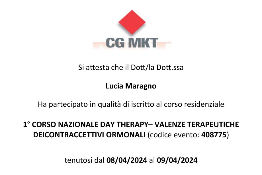 1° Corso Nazionale Day Therapy – Valenze terapeutiche dei contraccettivi ormonali